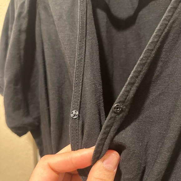 The Korner Empire Dress in Black Linen/Tencel blend Boho Lagenlook Cottagecore,M - Picture 6 of 14